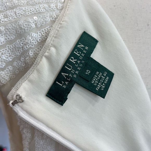 Lauren Ralph Lauren Black White Sequin Sheath Cocktail Dress Size 10 - Picture 9 of 13